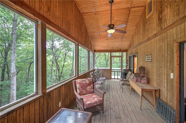 214 S View Trl, Jasper, GA 30143 - sunroom featuring lofted ceiling and ceiling fan