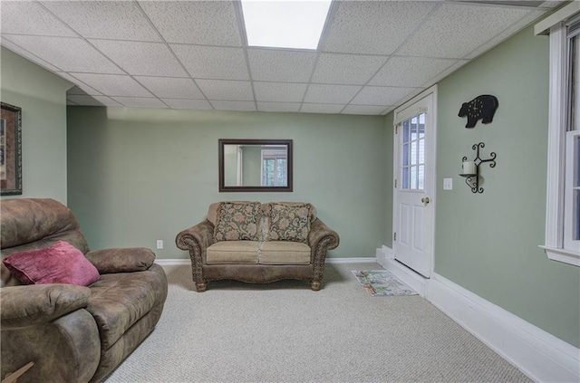 214 S View Trl, Jasper, GA 30143 - carpeted living room with a drop ceiling and baseboards
