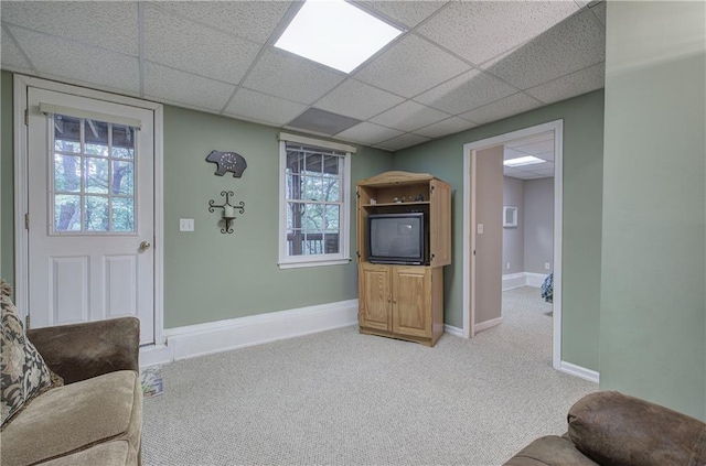 214 S View Trl, Jasper, GA 30143 - living room featuring light carpet and a drop ceiling