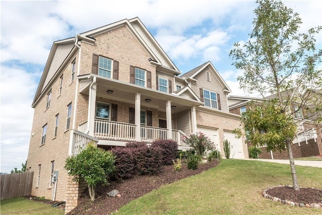 570 Eldridge Dr, Suwanee, GA 30024 - craftsman house with a garage, a front yard, a porch, and brick siding