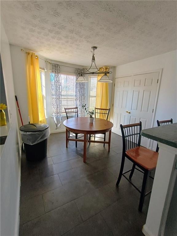 dining room with a textured ceiling