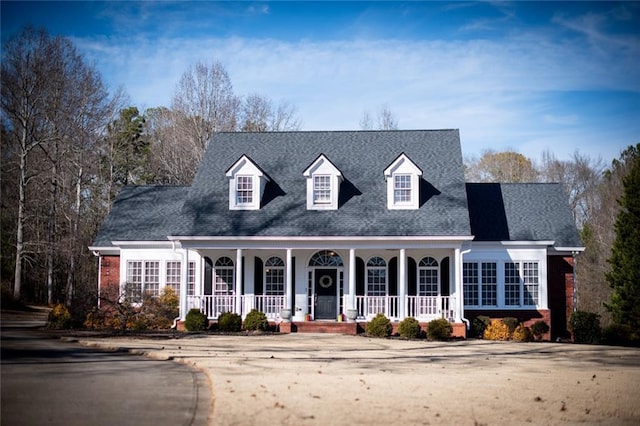 new england style home with covered porch