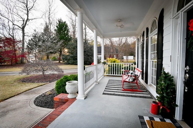 view of patio featuring covered porch