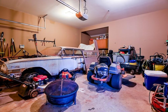 garage with a garage door opener