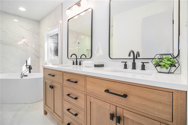 bathroom featuring vanity and a bathtub