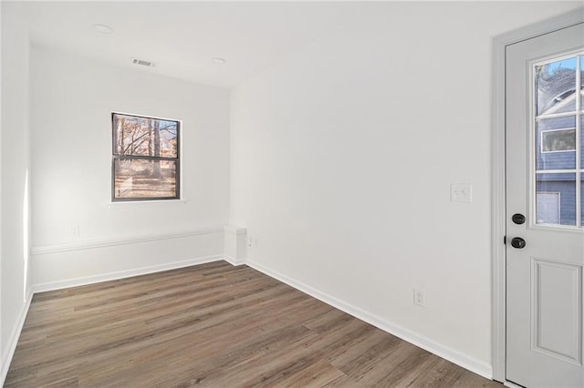 empty room featuring a healthy amount of sunlight and wood-type flooring