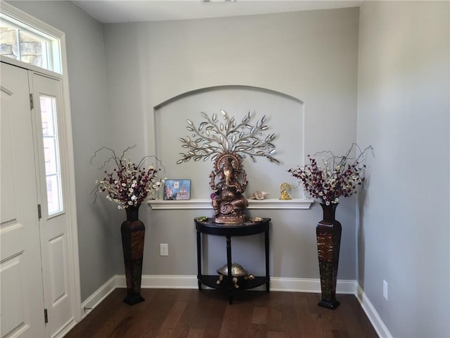 foyer entrance with dark wood-type flooring