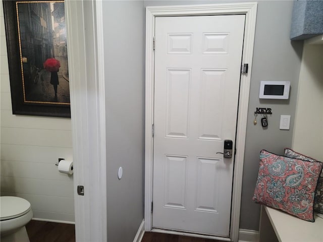 doorway featuring dark hardwood / wood-style flooring