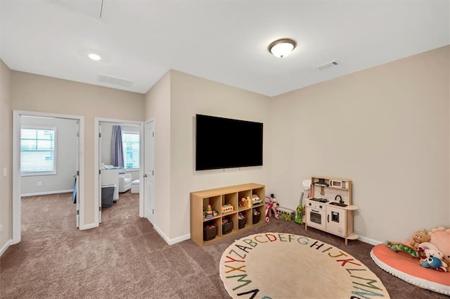 recreation room featuring carpet floors