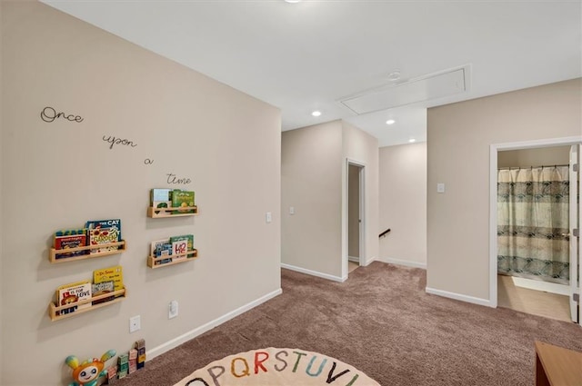 game room featuring carpet flooring