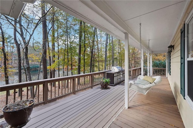 wooden deck with covered porch