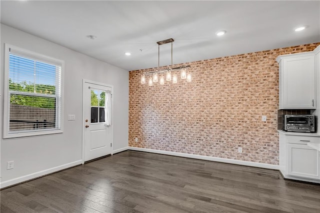 355 Niles Ct Unit 2, Marietta, GA 30060 - unfurnished dining area with a toaster, baseboards, recessed lighting, and dark wood-style floors