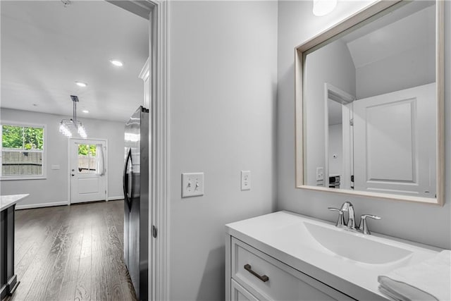 355 Niles Ct Unit 2, Marietta, GA 30060 - bathroom featuring vanity, recessed lighting, and wood finished floors