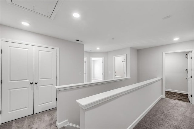 355 Niles Ct Unit 2, Marietta, GA 30060 - corridor featuring recessed lighting, carpet flooring, and attic access