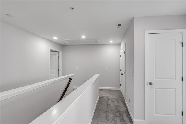 355 Niles Ct Unit 2, Marietta, GA 30060 - hallway featuring attic access, baseboards, an upstairs landing, carpet flooring, and recessed lighting