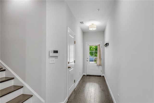 355 Niles Ct Unit 2, Marietta, GA 30060 - entryway with visible vents, baseboards, wood-type flooring, and stairs