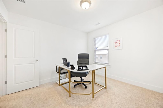 office area with light carpet