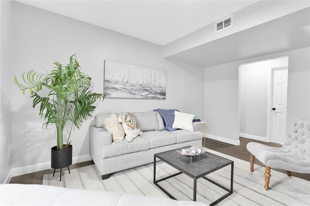 living room featuring light wood-type flooring