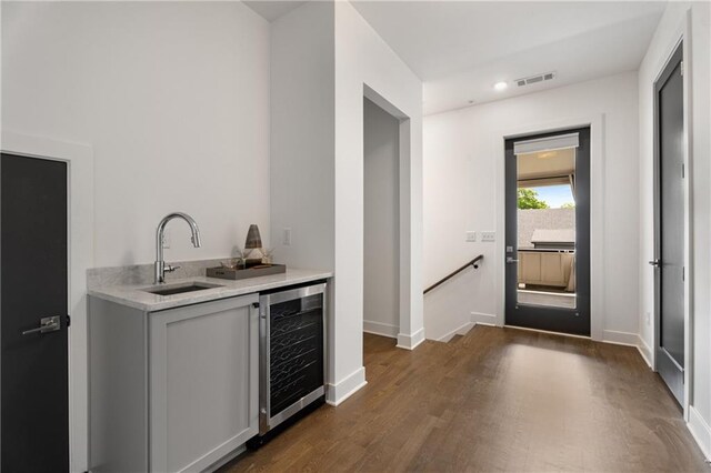 2347 Hosea L Williams Dr NE Unit 11, Atlanta, GA 30317 - indoor wet bar with beverage cooler, dark wood finished floors, and recessed lighting
