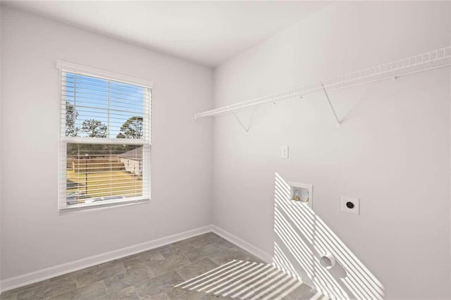 laundry area with electric dryer hookup and hookup for a washing machine