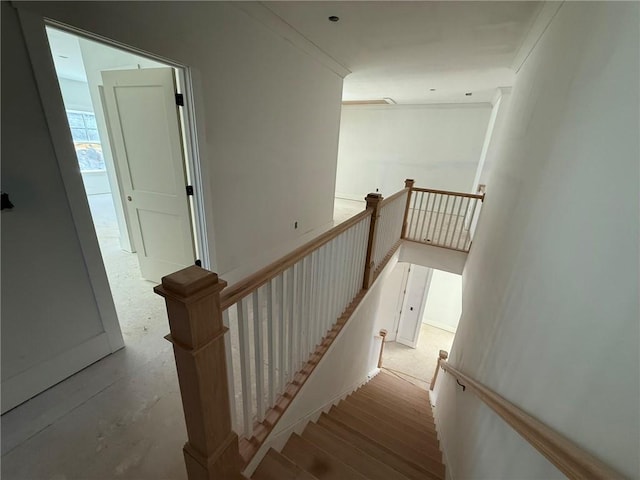 stairs with crown molding