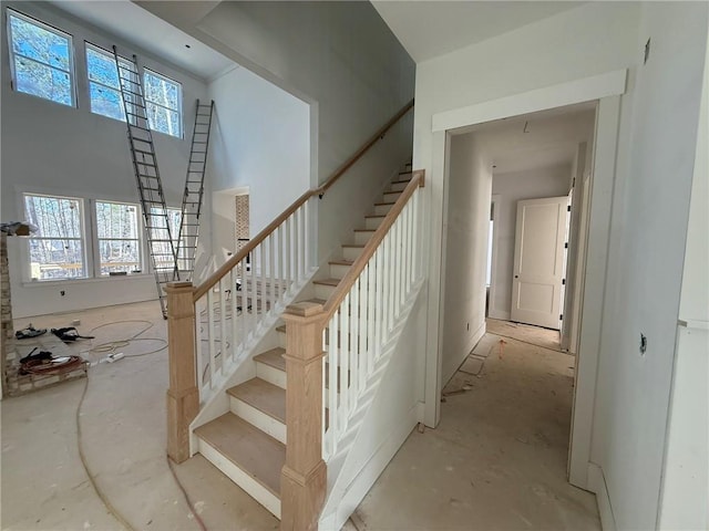 stairs with a high ceiling