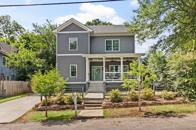 view of front of property featuring covered porch