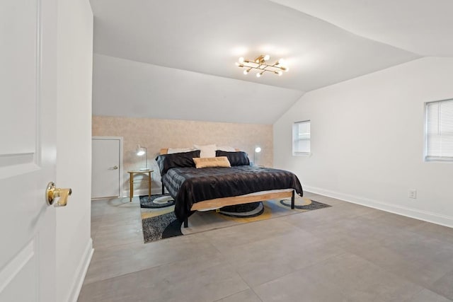 bedroom with vaulted ceiling