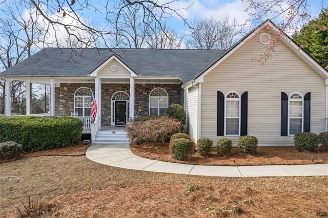 view of front of home featuring covered porch