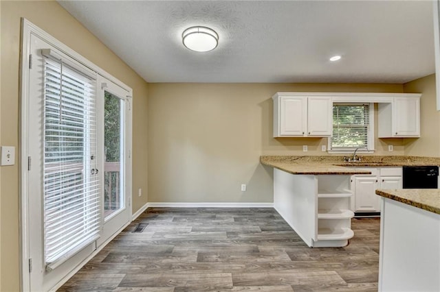1400 Scenic Brook Trl SW, Conyers, GA 30094 - kitchen with open shelves, a sink, white cabinetry, plenty of natural light, and recessed lighting