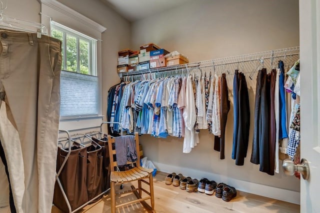 spacious closet featuring light wood-type flooring