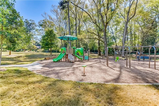 view of play area with a lawn