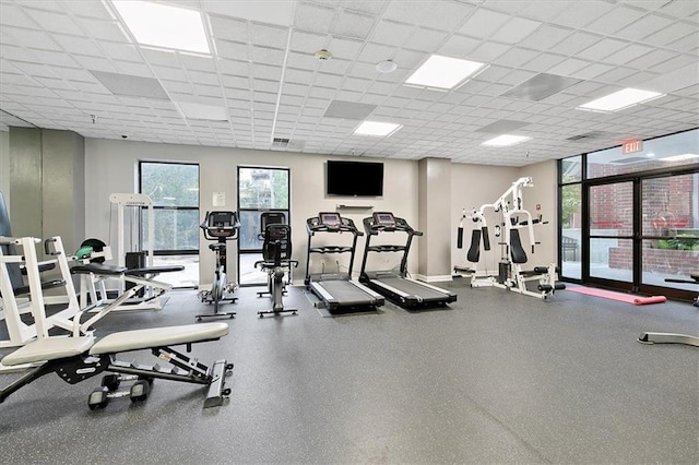 387 Ralph Mcgill Blvd NE Unit K, Atlanta, GA 30312 - exercise room with a paneled ceiling
