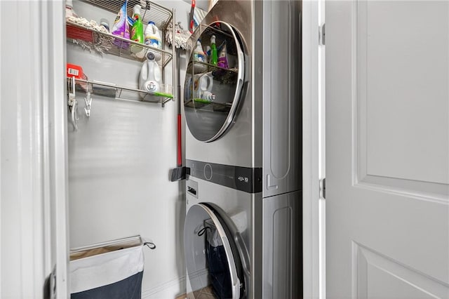 360 Chambers St Unit 402, Woodstock, GA 30188 - laundry room featuring stacked washer / drying machine