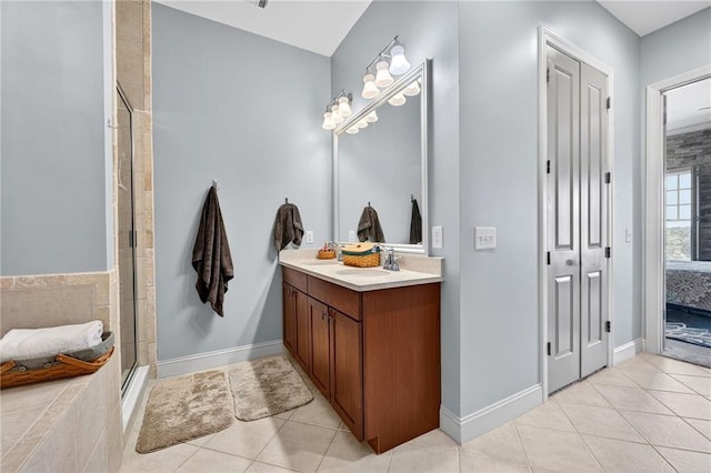 360 Chambers St Unit 402, Woodstock, GA 30188 - full bath with vanity, an enclosed shower, and tile patterned flooring