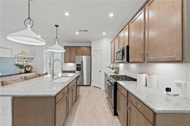 808 Tupelo Way, Villa Rica, GA 30180 - kitchen with decorative backsplash, a sink, stainless steel appliances, and visible vents