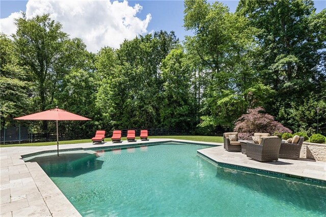 12380 Peyton Farm Way, Alpharetta, GA 30004 - outdoor pool with an outdoor hangout area and a patio area