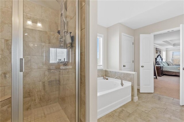 5910 Roxboro Ct, Cumming, GA 30040 - full bathroom with connected bathroom, a garden tub, and a stall shower