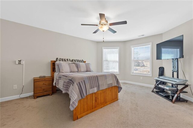 5910 Roxboro Ct, Cumming, GA 30040 - bedroom with visible vents, ceiling fan, baseboards, and carpet