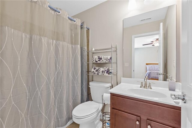 5910 Roxboro Ct, Cumming, GA 30040 - bathroom with visible vents, toilet, vanity, and a shower with shower curtain
