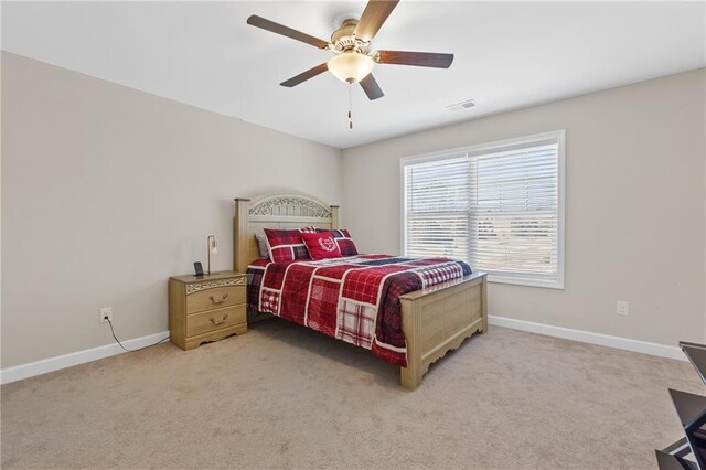 5910 Roxboro Ct, Cumming, GA 30040 - bedroom with ceiling fan, baseboards, visible vents, and light carpet