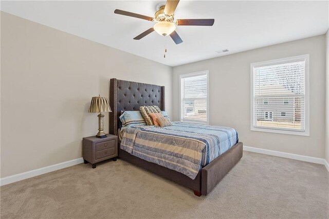 5910 Roxboro Ct, Cumming, GA 30040 - bedroom with ceiling fan, visible vents, baseboards, and light carpet