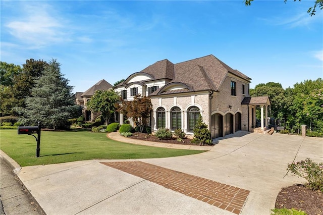 french country home with a front yard