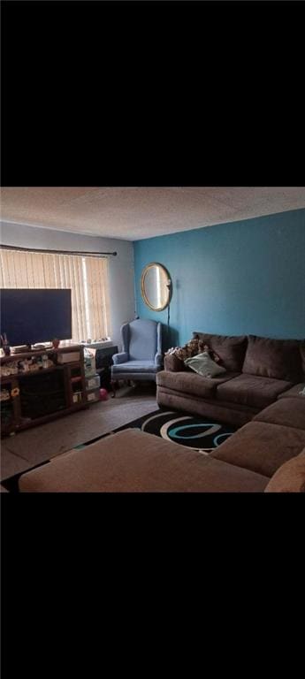 living room with carpet flooring