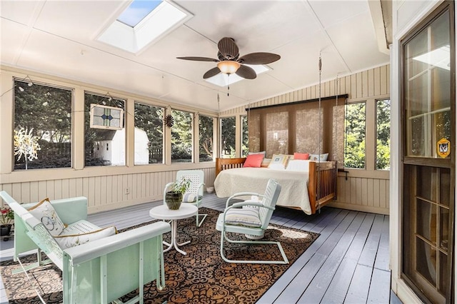 5396 Amhurst Dr, Peachtree Corners, GA 30092 - sunroom / solarium featuring a ceiling fan and a skylight