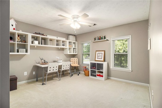 5396 Amhurst Dr, Peachtree Corners, GA 30092 - carpeted office with a ceiling fan and a textured ceiling