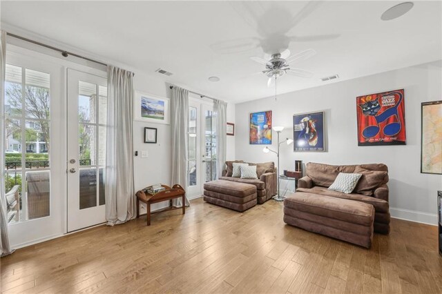 115 Harlow Cir, Roswell, GA 30076 - living area featuring visible vents, french doors, and wood-type flooring