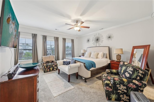 115 Harlow Cir, Roswell, GA 30076 - bedroom featuring carpet floors, ornamental molding, and a ceiling fan