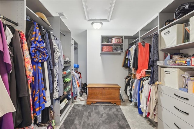 115 Harlow Cir, Roswell, GA 30076 - spacious closet featuring carpet flooring, attic access, and visible vents
