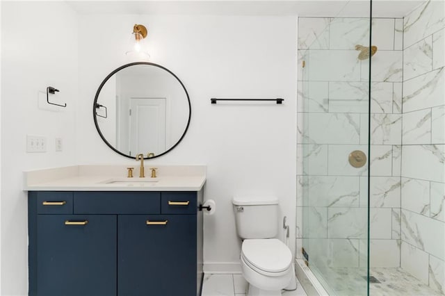 3324 Peachtree Rd NE Unit 1813, Atlanta, GA 30305 - bathroom with vanity, marble finish flooring, baseboards, toilet, and walk in shower